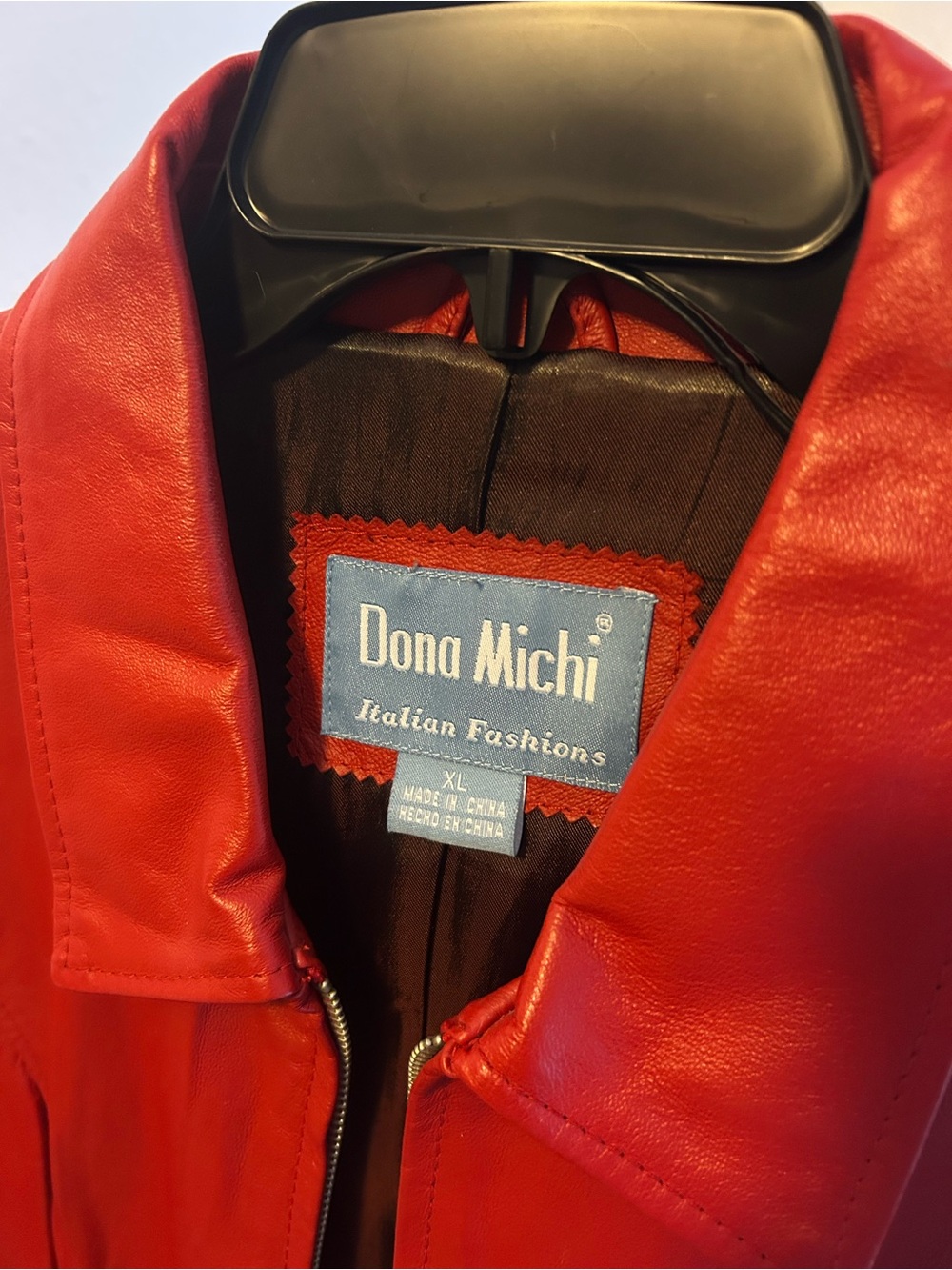 Dona Michi Vintage Red Genuine Leather Zip Up Fitted Jacket - Picture 3 of 8